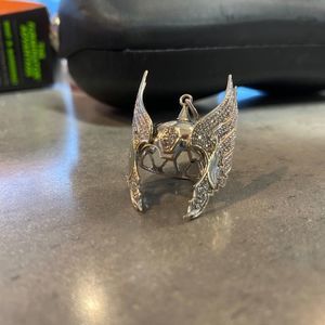 10K White Gold Diamond Angel Wing Crown Pendant